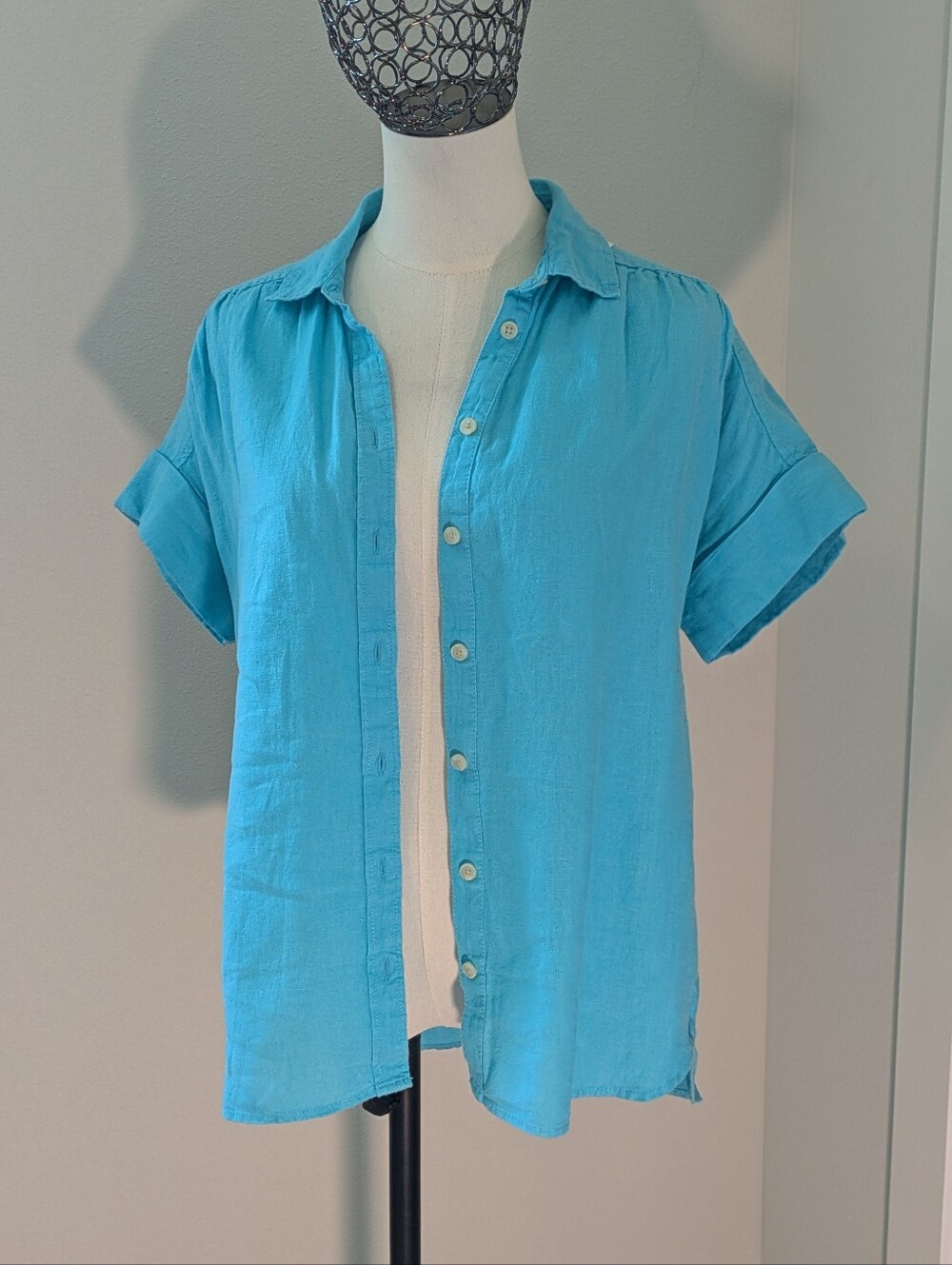 J.CREW Baird McNutt 100 Irish Linen Button-Up Shirt Blouse Womens Size XS SUMMER
